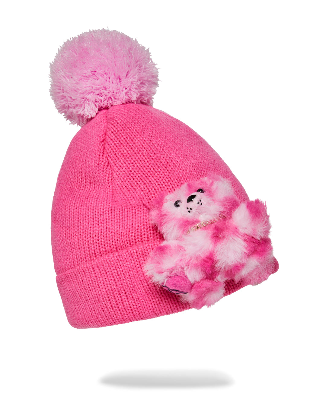 PINK LIL BEAR PUFF BEANIE